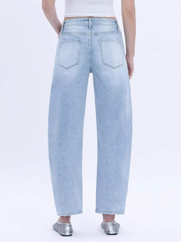 take advantage high-rise barrel denim