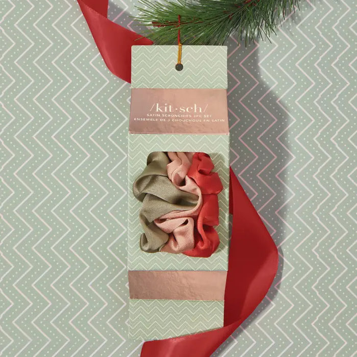 holiday ornament satin 3pc scrunchie set