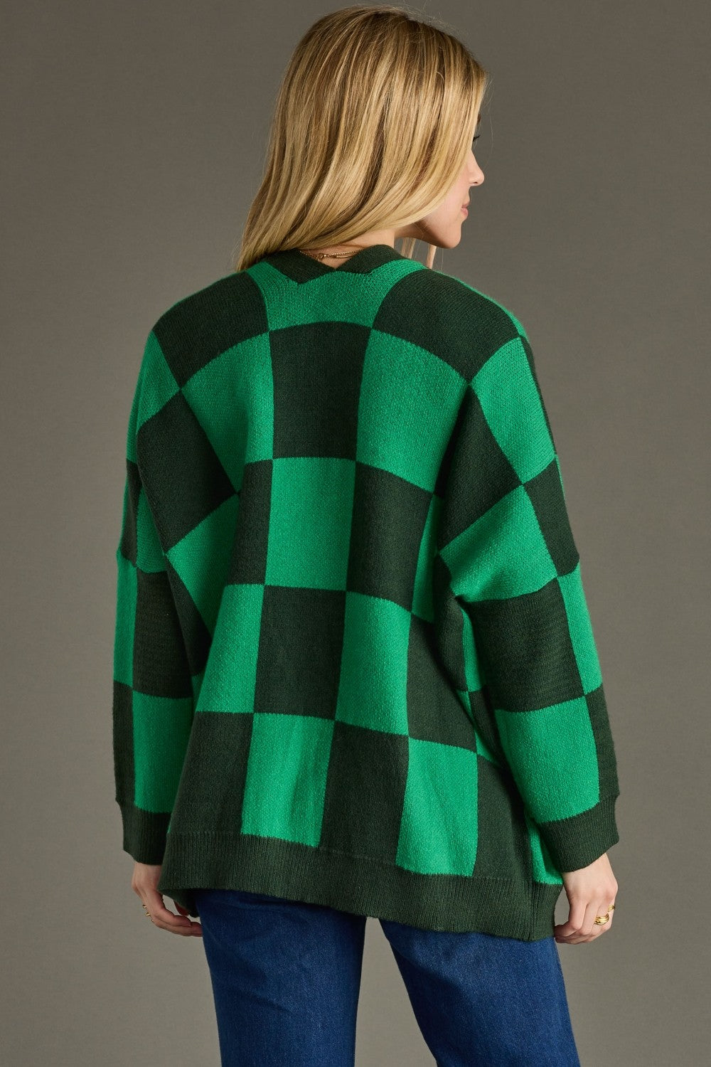 fireside feels checkered cardigan