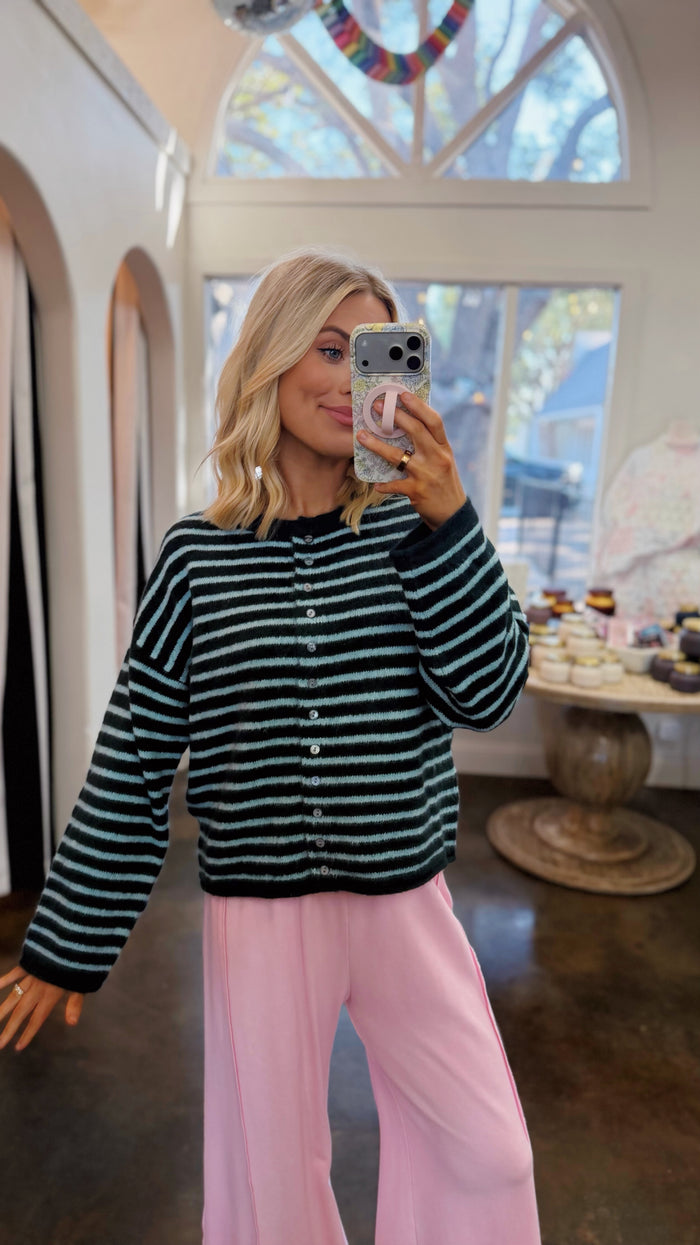 one day soon striped cardigan