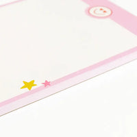 pink border heart eyes smiley notepad