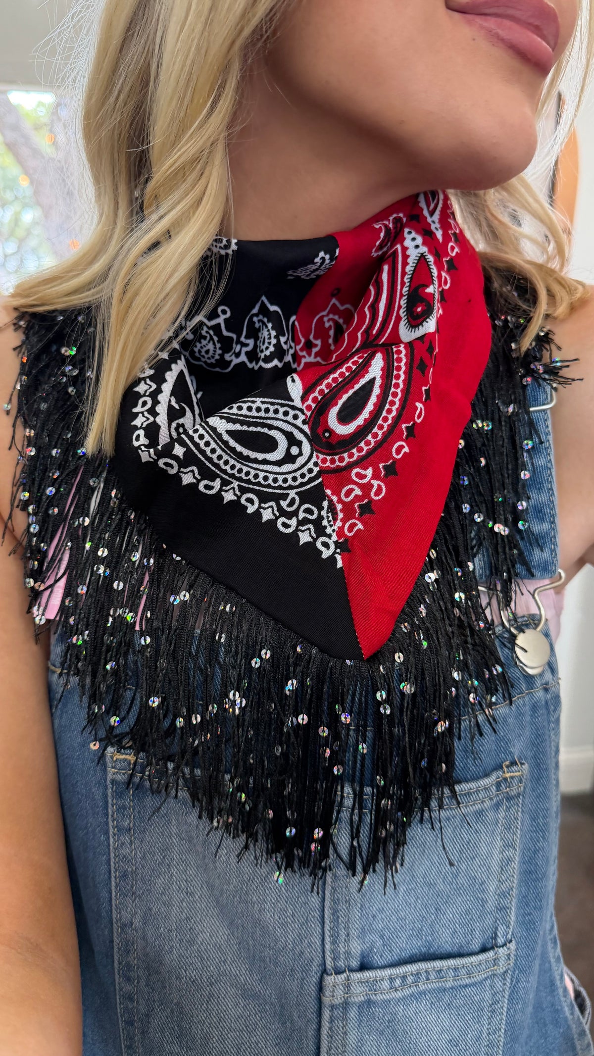 split decision bandanda scarf w/ fringe