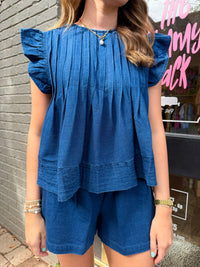 on repeat flutter denim set