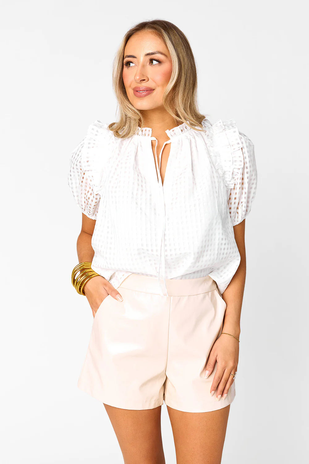 essie short sleeve ruffle top