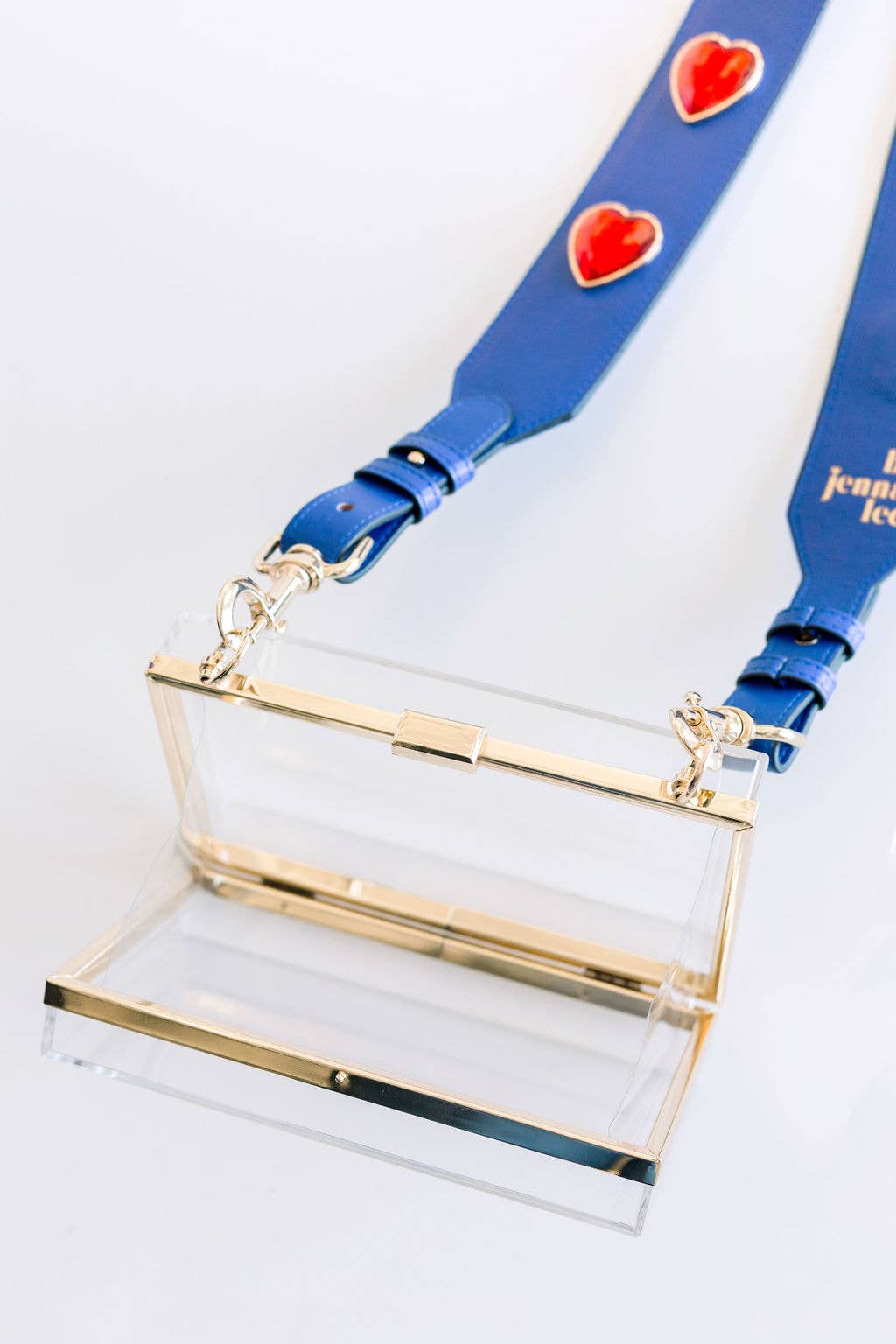 crystal heart gameday purse strap | rhinestone stadium strap