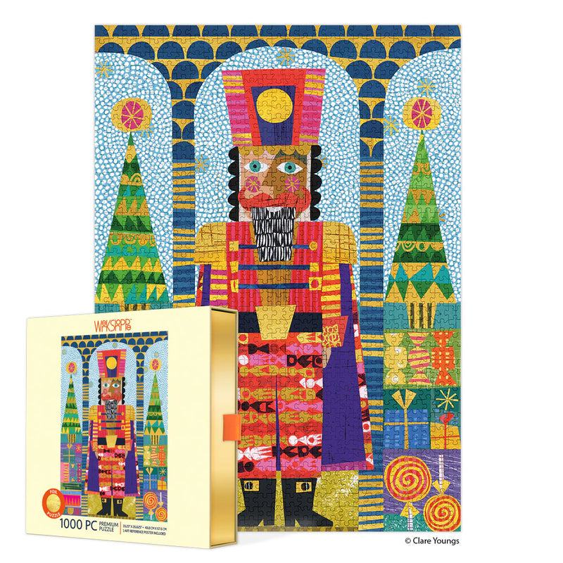gold foil festive nutcracker 1000pc puzzle
