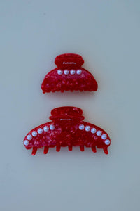 red tortoise pearl claw clip