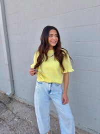 speak up ruffle sleeve knit sweater