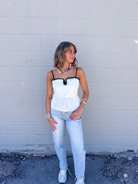 brooklyn contrast stitching peplum tank