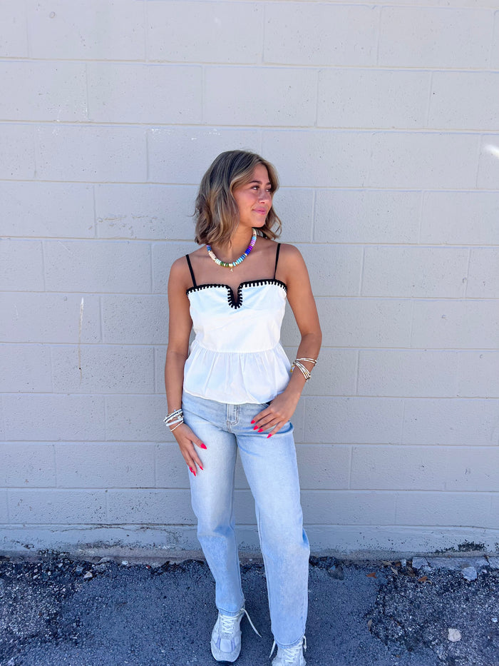 brooklyn contrast stitching peplum tank