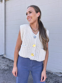 slow your roll crochet sweater vest | beige