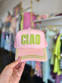 ciao pink canvas trucker hat