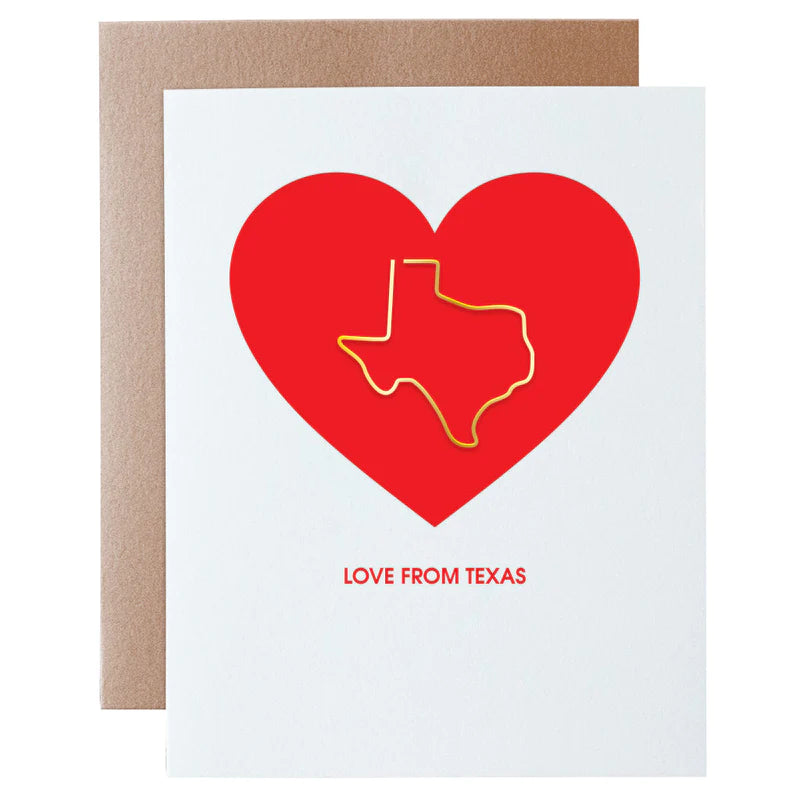 love from texas paperclip card