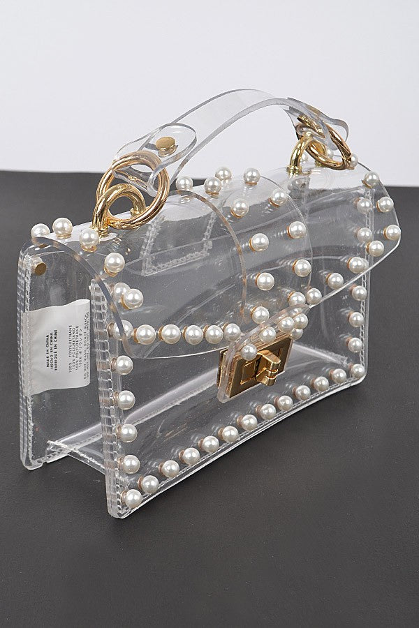 material girl pearl clear purse