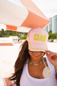 ciao pink canvas trucker hat