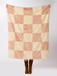 check faux fur blanket