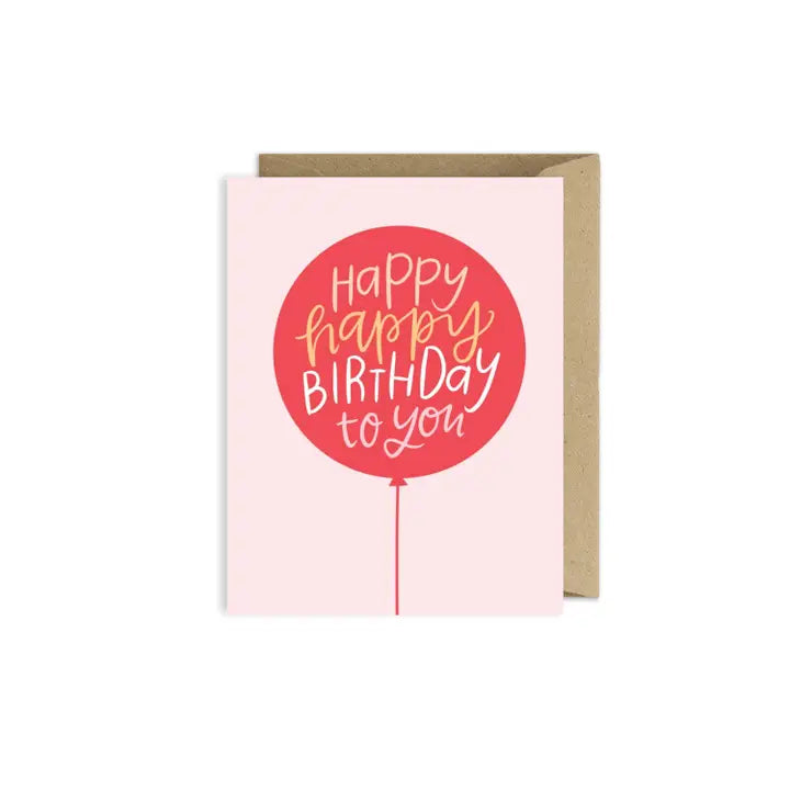 red balloon bday greeting card