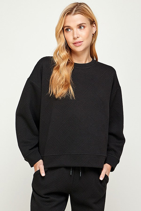 cadence textured crewneck top