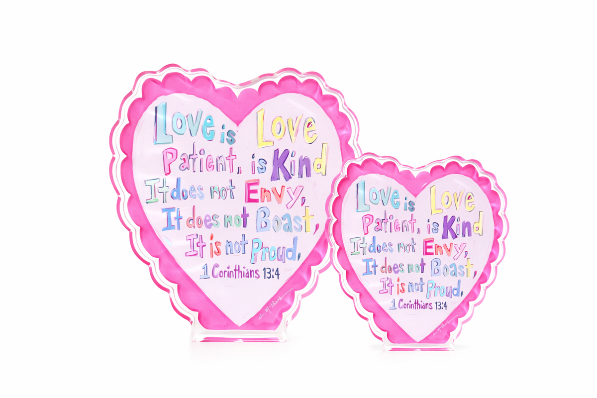 love heart acrylic block