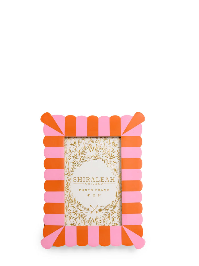 orange scalloped 4x6 picture frame