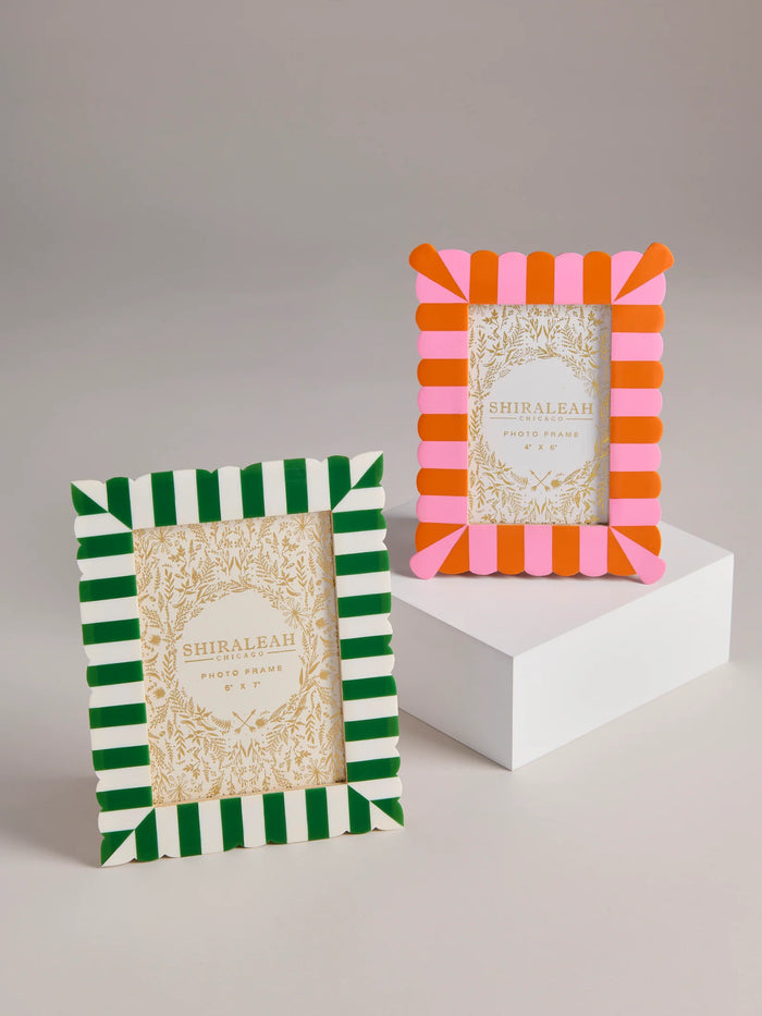 orange scalloped 4x6 picture frame
