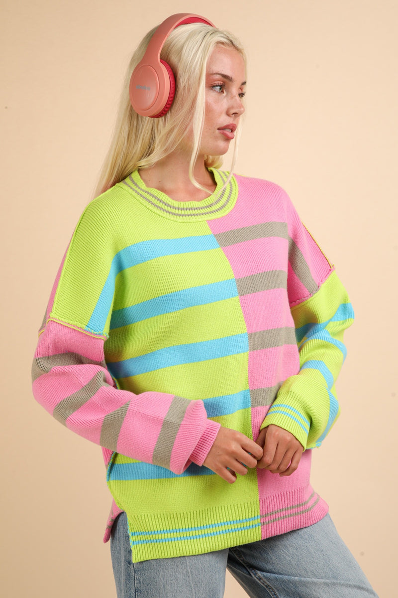 set me free neon stripe sweater