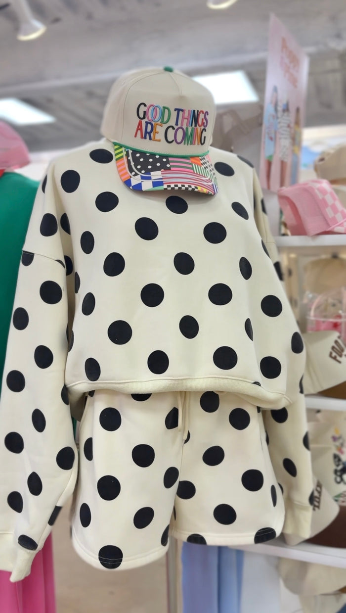 polka dot crop sweatshirt