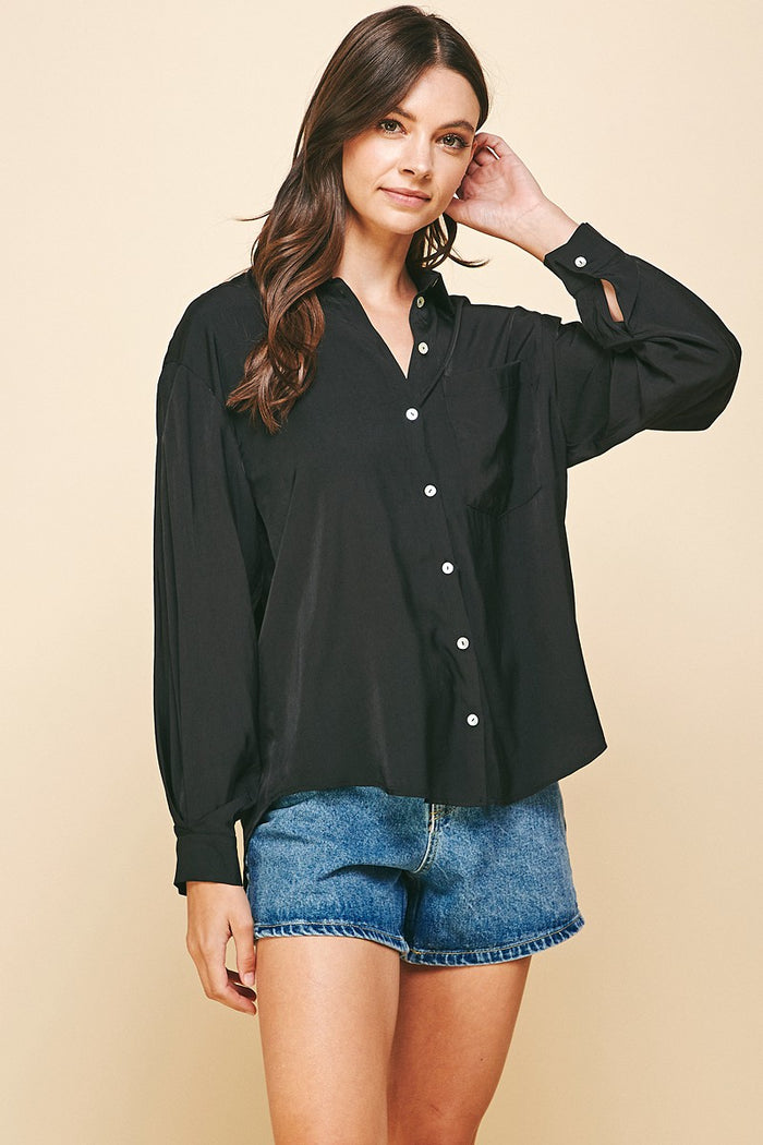 elevated basic black button-up