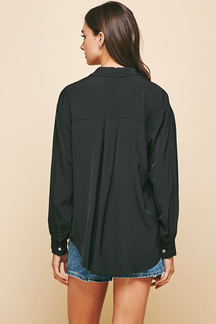 elevated basic black button-up