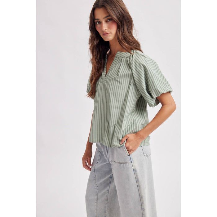 you wish striped v-neck top
