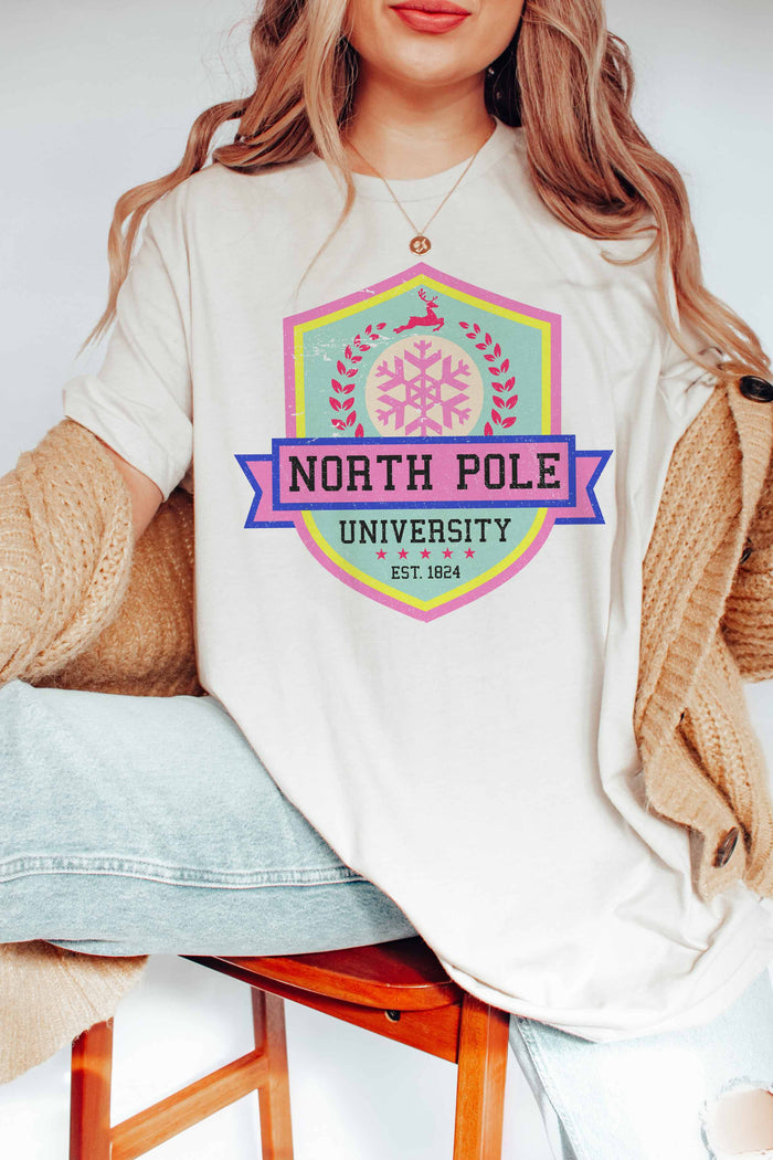 north pole university graphic tee