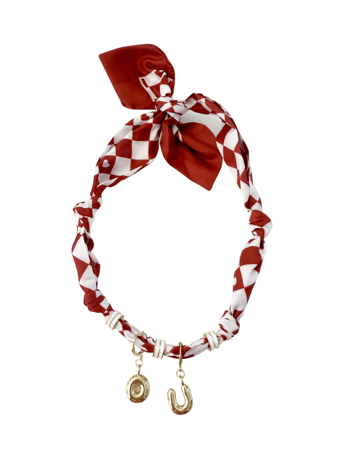 crimson game day bubble letter scarf necklace 