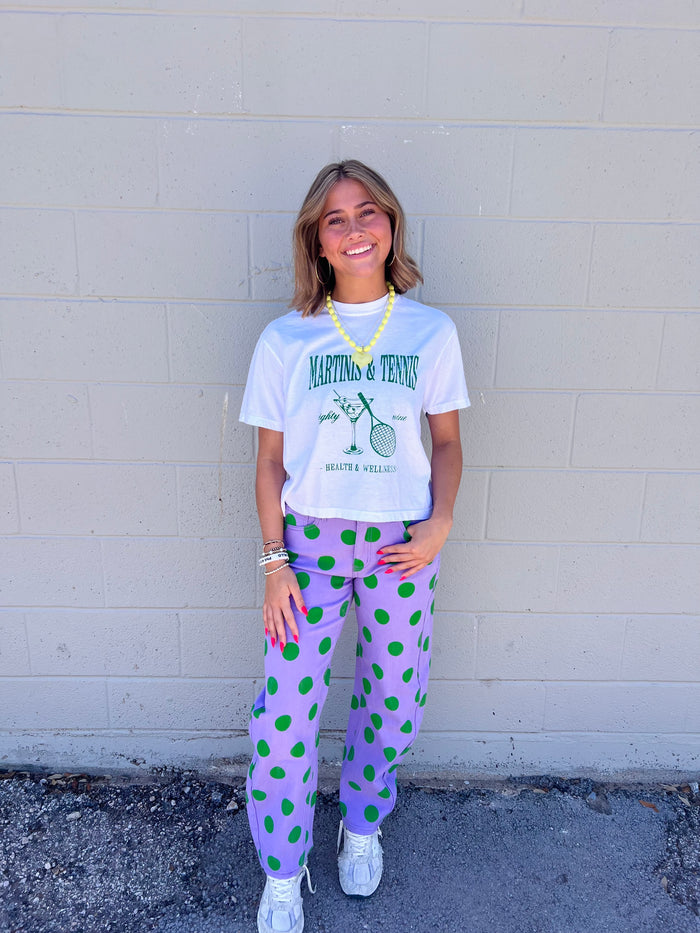 martinis & tennis cropped tee