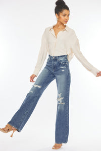 ultra high rise 90's distressed flare