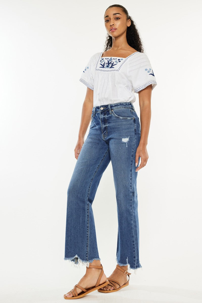 high rise slim wide leg