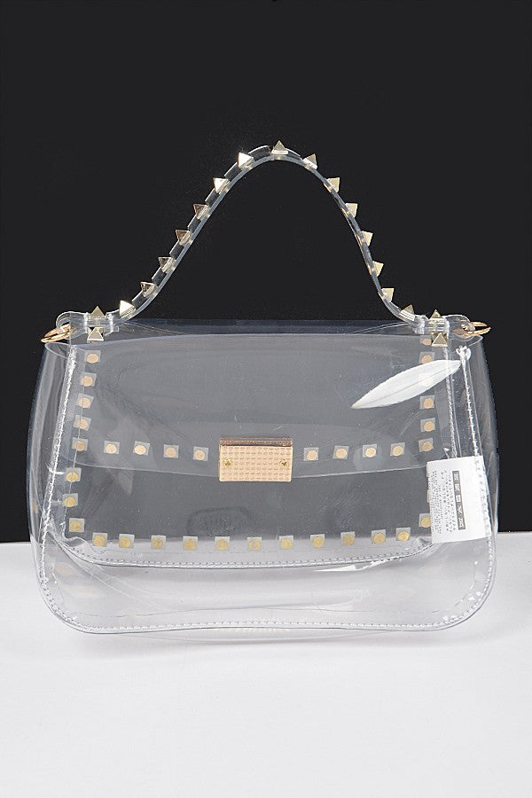 White studded outlet crossbody bag