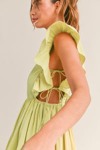 kiwi girl ruffle laced-back dress | FINAL SALE