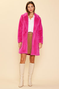 berry pink soft teddy coat