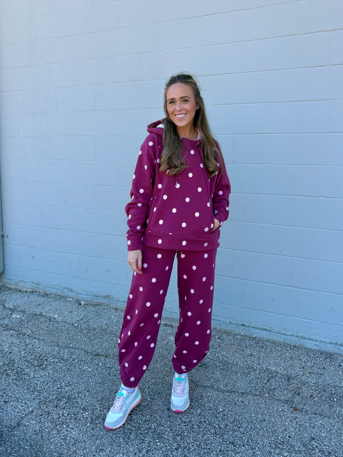 polka dot hoodie + jogger sets