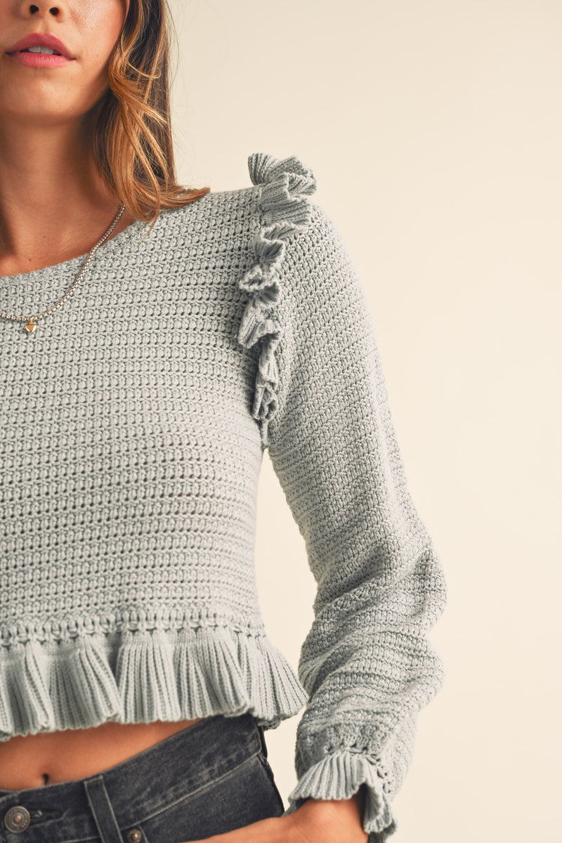 dusty frilled knit top