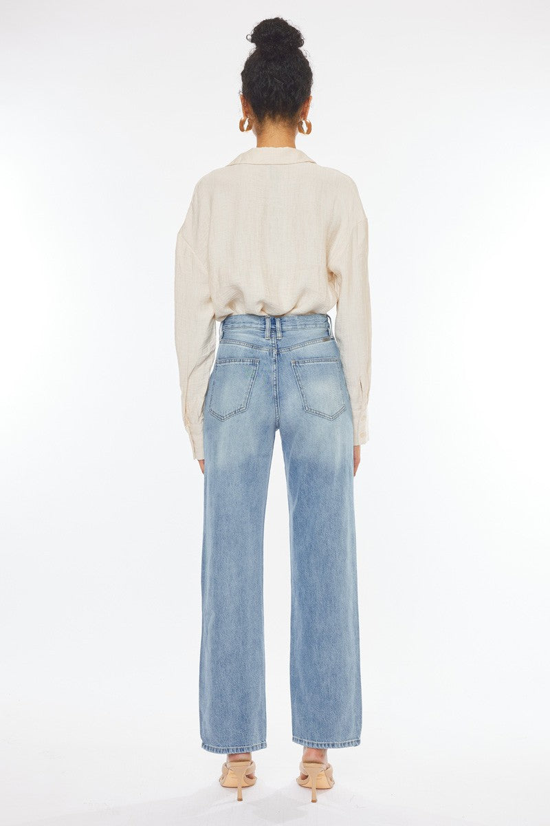 asymmetrical waist 90's flare jean