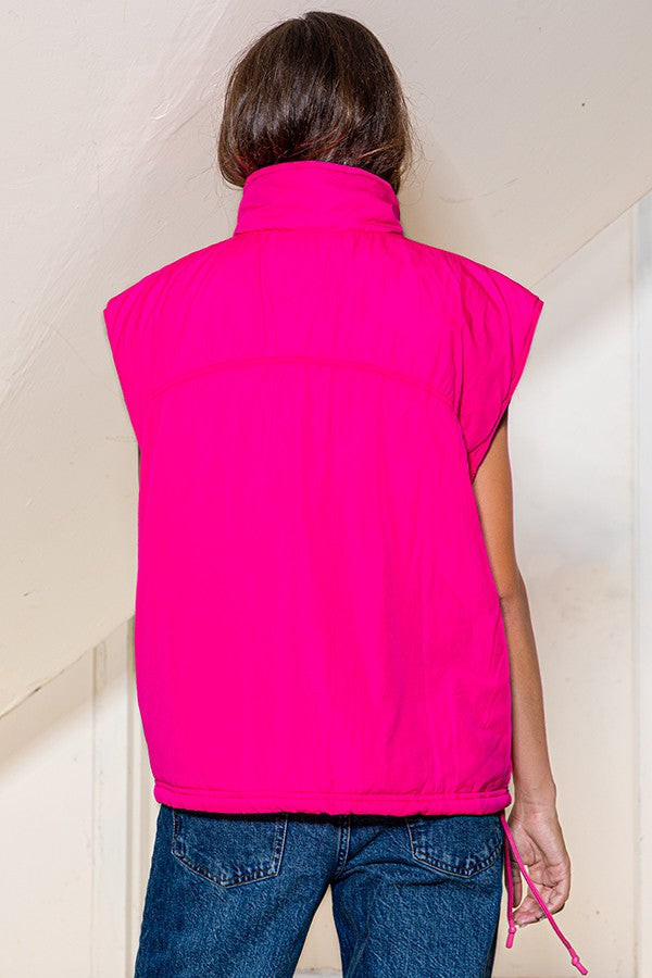 that girl puffer vest | hot pink