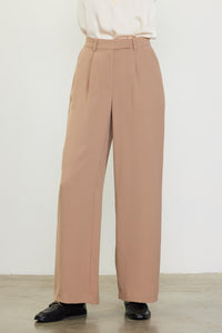 tan pintuck wide-leg trouser | FINAL SALE