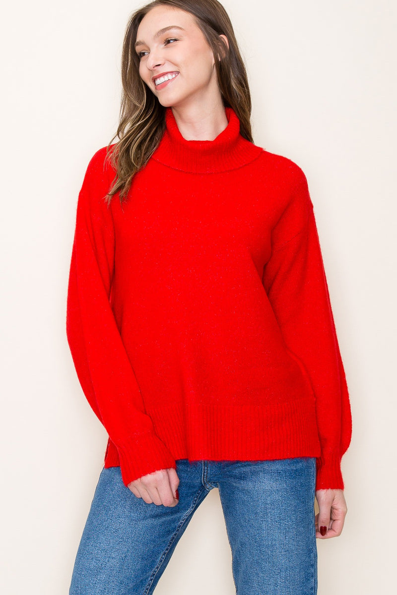 ruby red turtleneck