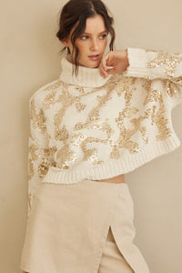 sip of champagne sequin crop sweater