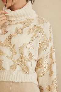 sip of champagne sequin crop sweater