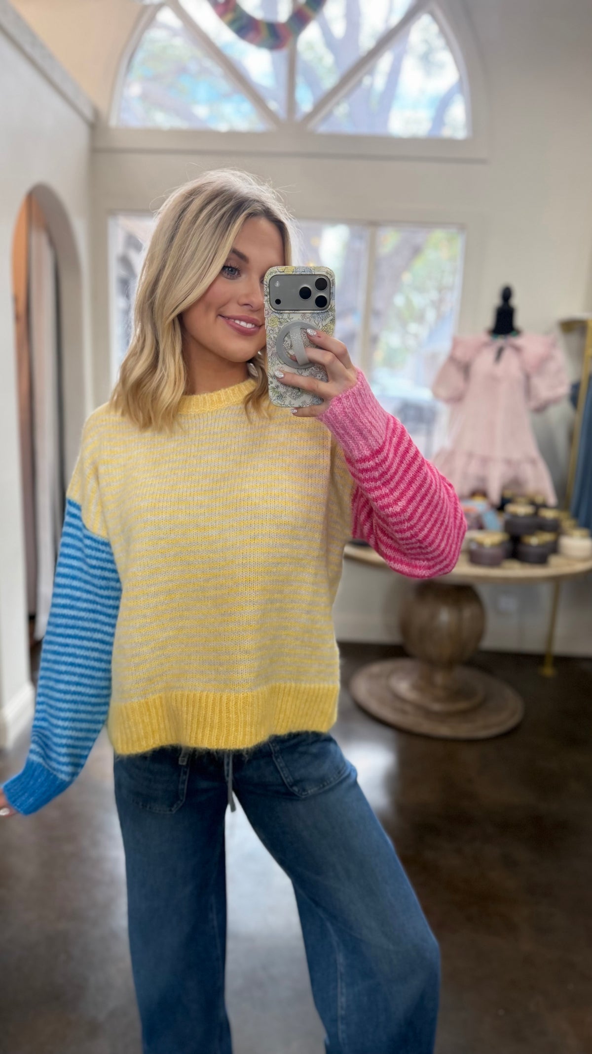 as if colorblock striped knit sweater