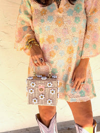 wren pastel sequin mini caftan dress