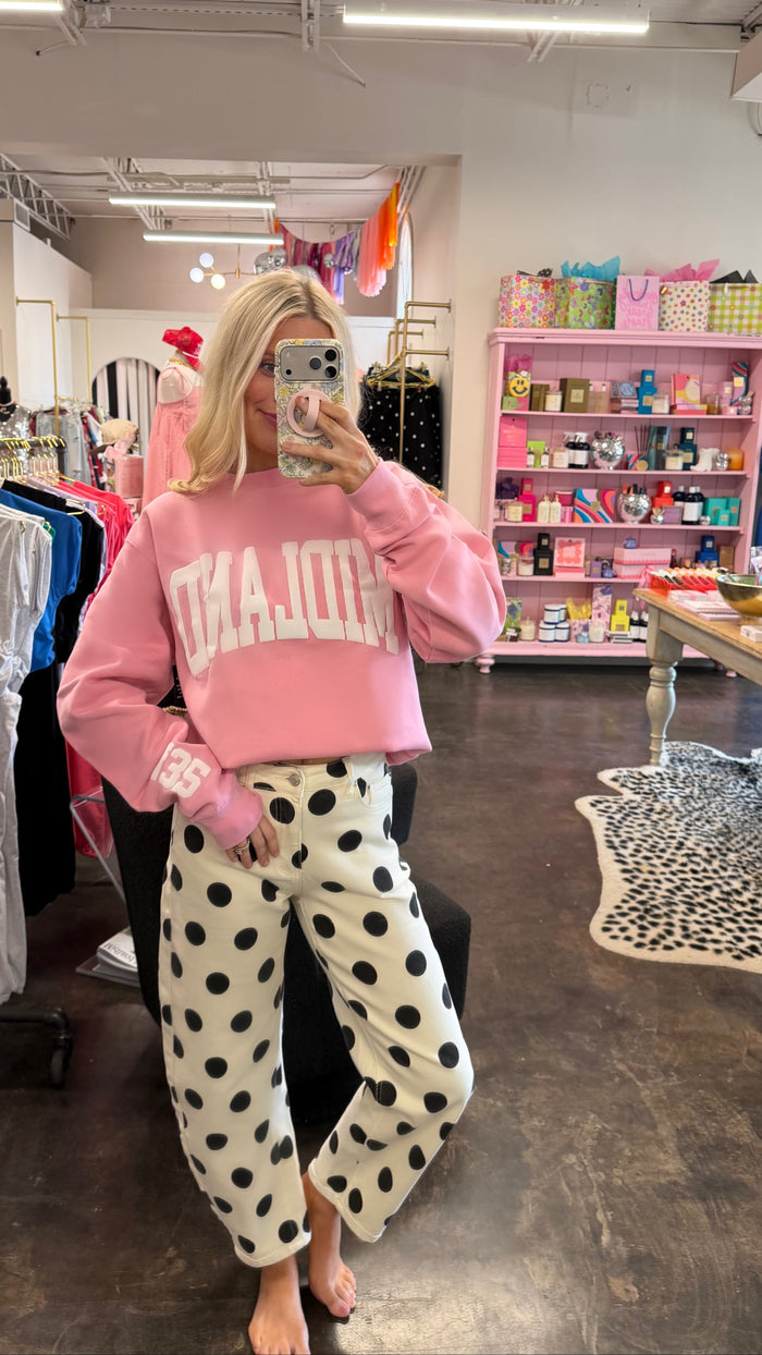 bold moves polka dot barrel denim