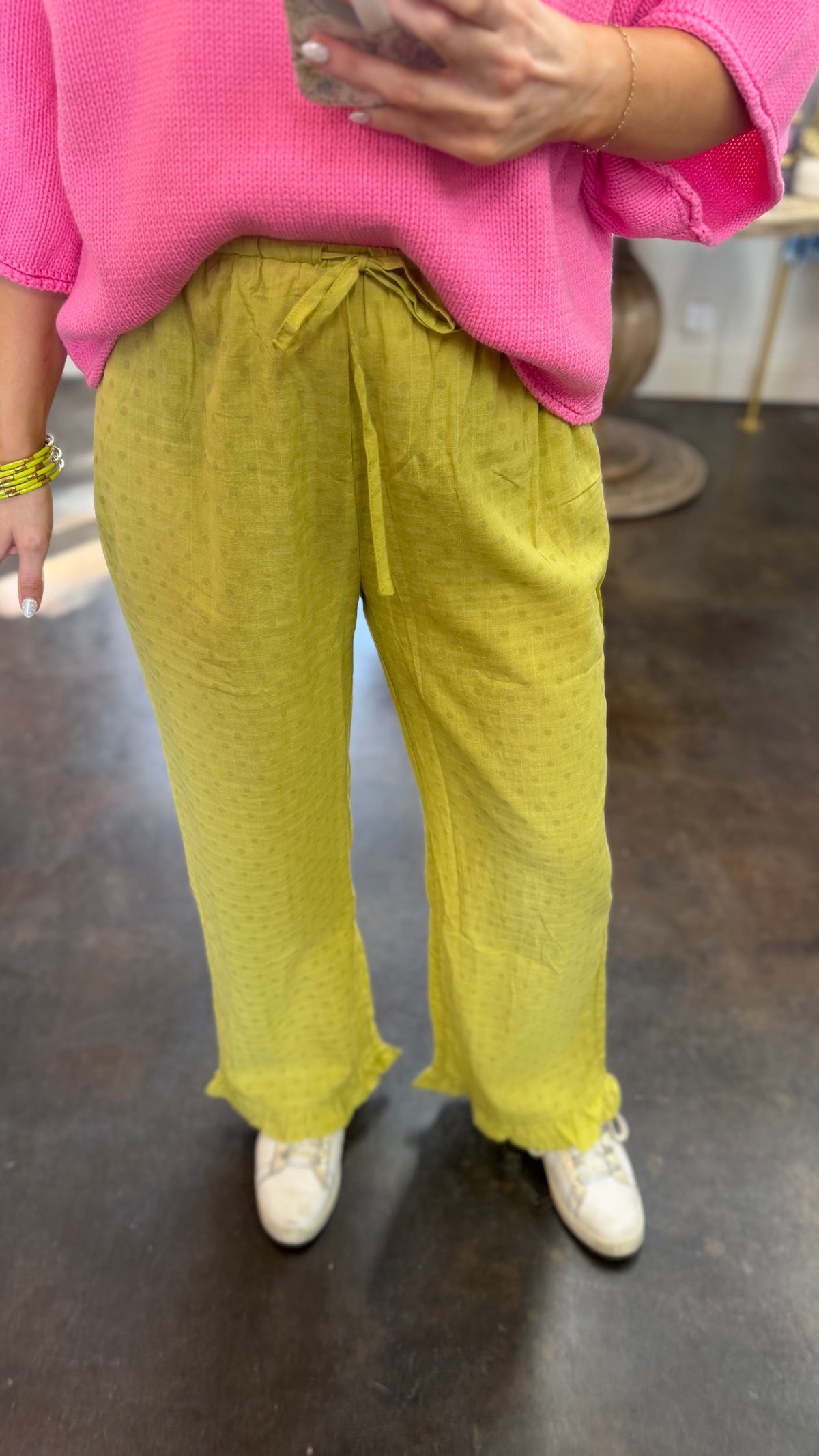 just because polka dot drawstring pants